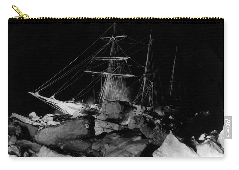 Navigation Zip Pouch featuring the photograph Shackletons Endurance Trapped In Pack #6 by Science Source