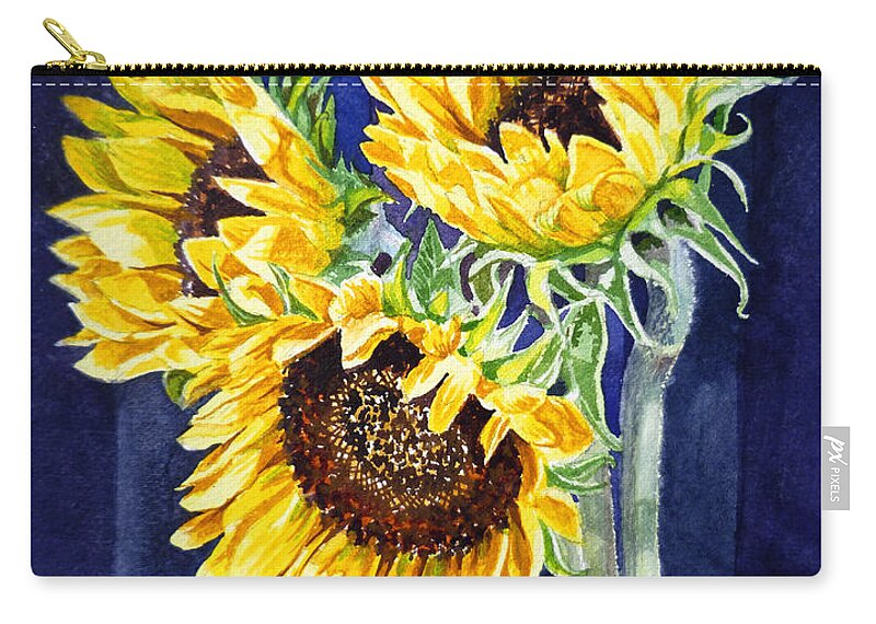 Sunflowers Zip Pouch featuring the painting Sunflowers by Irina Sztukowski