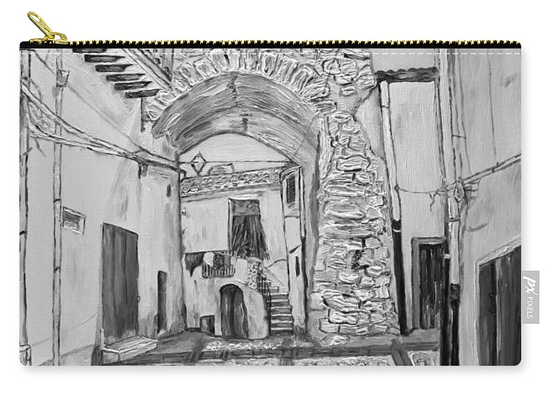 Drawing Zip Pouch featuring the painting Sutera Rabato Antico #6 by Loredana Messina