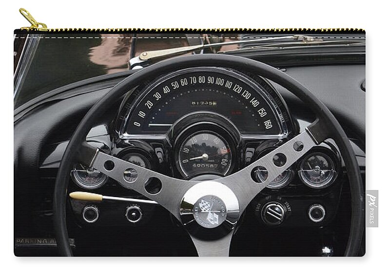 Black Zip Pouch featuring the photograph Corvette Detai by Dean Ferreira