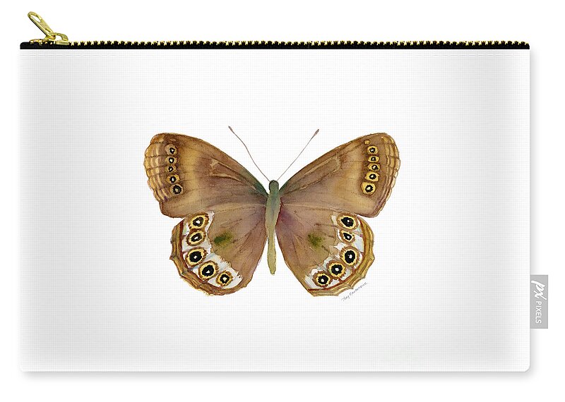 Woodland Brown Butterfly Zip Pouch featuring the painting 64 Woodland Brown Butterfly by Amy Kirkpatrick