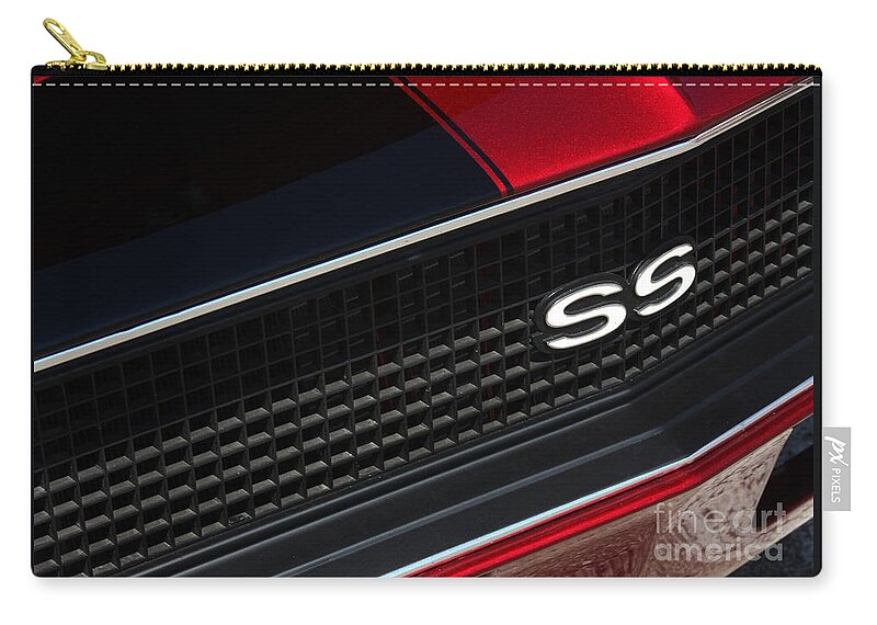 1967 Zip Pouch featuring the photograph 67 Camaro SS Grill-8734 by Gary Gingrich Galleries