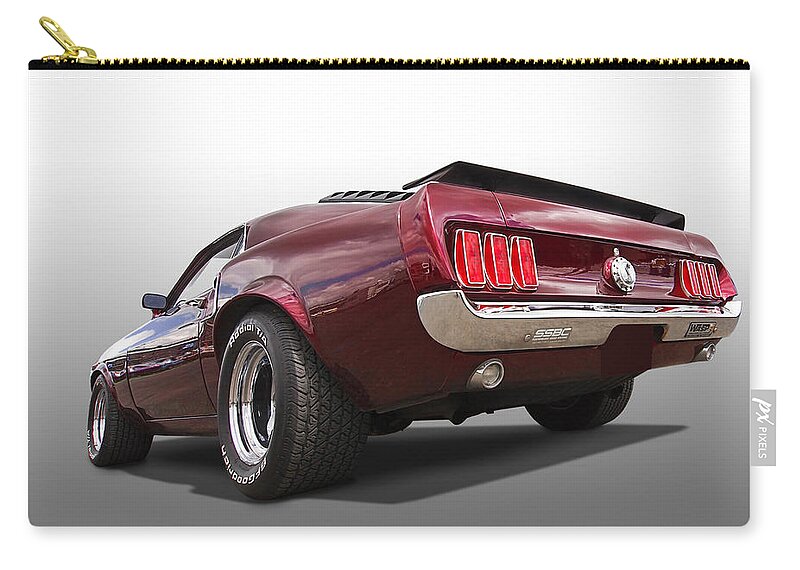 Classic Ford Mustang Zip Pouch featuring the photograph '69 Mustang Rear #69 by Gill Billington