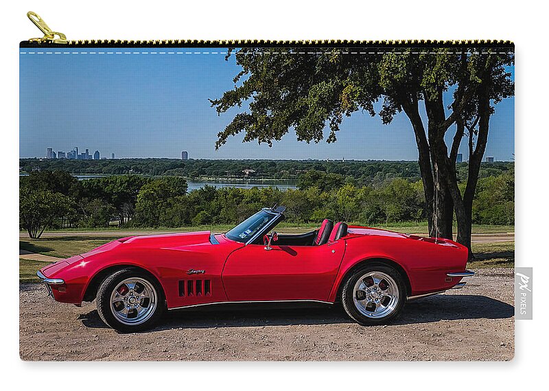 Corvette Zip Pouch featuring the digital art '69 Stingray #69 by Douglas Pittman