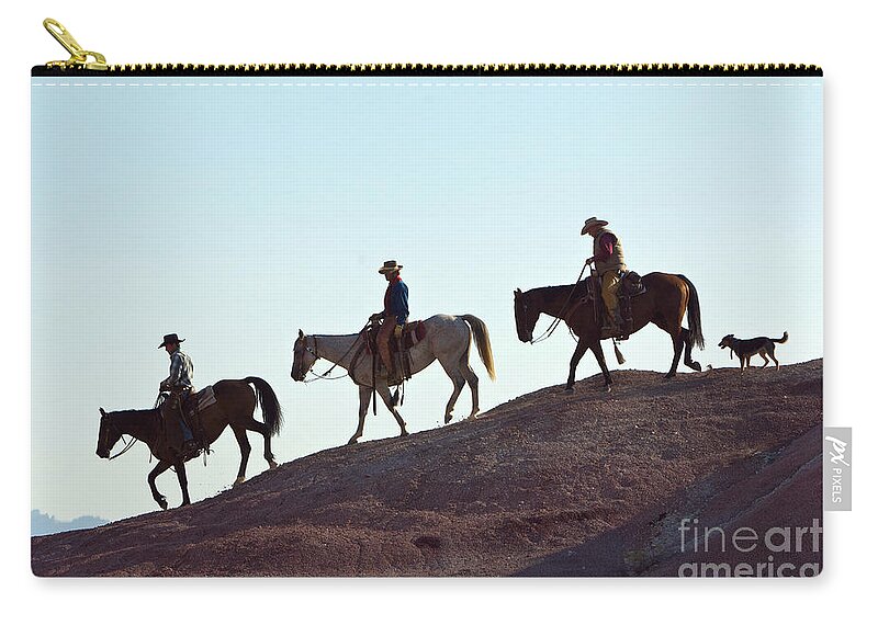 Cowboy Zip Pouch featuring the photograph Cowboys #8 by John Shaw