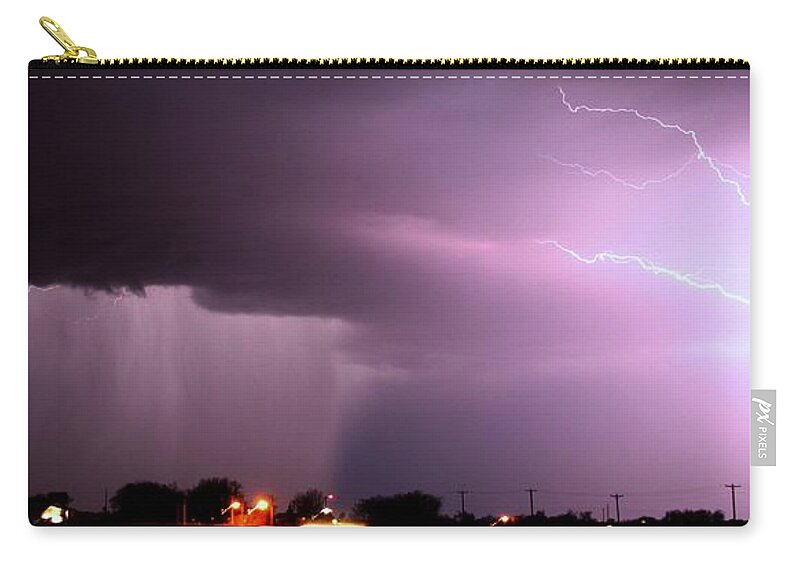 Stormscape Zip Pouch featuring the photograph Late Evening Nebraska Thunderstorm #11 by NebraskaSC
