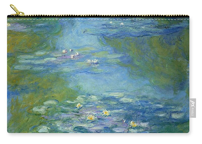 French Zip Pouch featuring the painting Waterlilies by Claude Monet