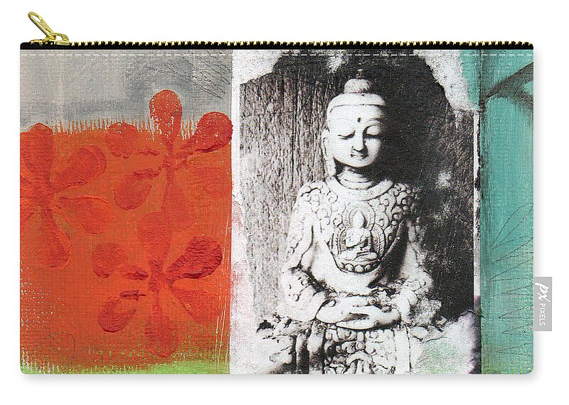 Buddha Zip Pouch featuring the painting Namaste by Linda Woods