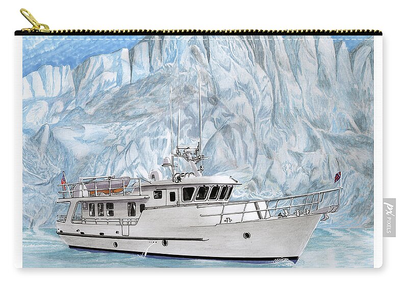 Prints Of Yachts Will Look Good In Your Office Or Den Zip Pouch featuring the painting Its COLD as Ice Its Paridise by Jack Pumphrey