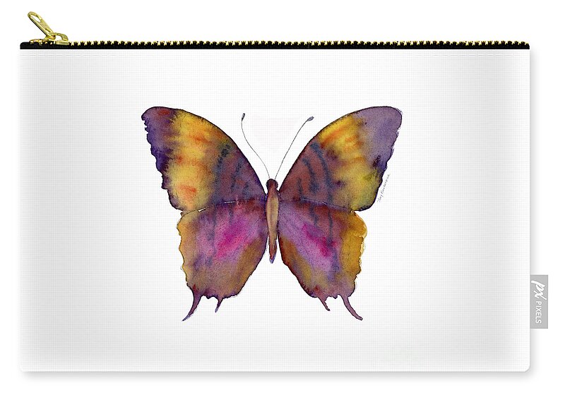 Marcella Daggerwing Butterfly Zip Pouch featuring the painting 99 Marcella Daggerwing Butterfly by Amy Kirkpatrick