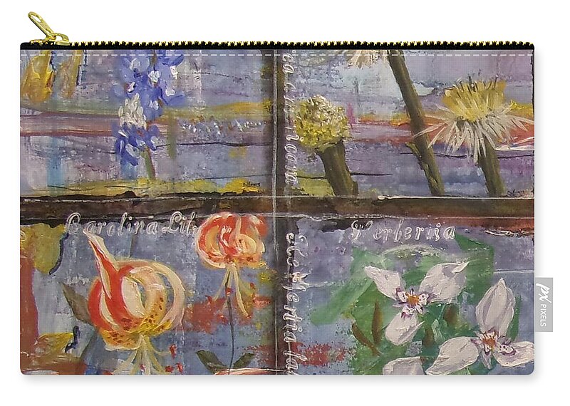 Series Zip Pouch featuring the painting Texas Wildflowers Tp N by Michael Dillon