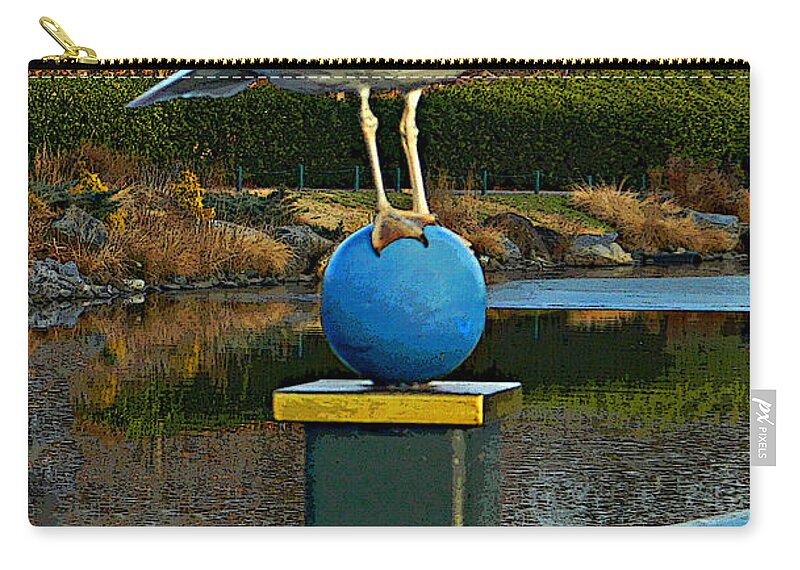 Seagulls Photographs Zip Pouch featuring the photograph A Balancing Act by Emmy Vickers
