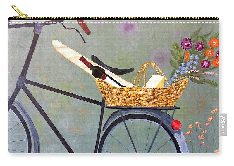 Bike Zip Pouch featuring the painting A Bicycle Break by Brenda Brown