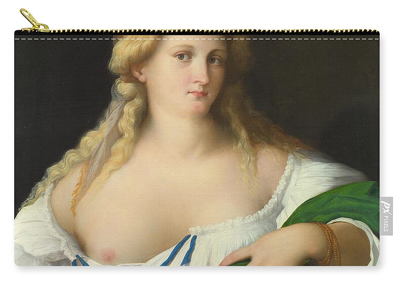 Palma Vecchio Zip Pouch featuring the painting A Blonde Woman by Palma Vecchio