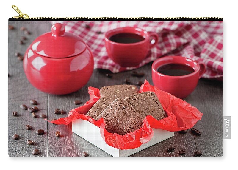 Teapot Zip Pouch featuring the photograph A Box Of Chocolate Cookie by Oxana Denezhkina