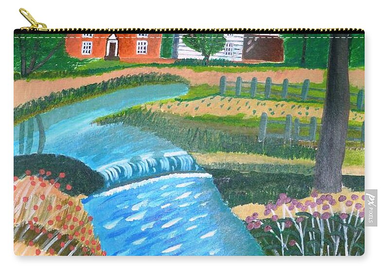 Landscape Zip Pouch featuring the painting A Country Stream by Magdalena Frohnsdorff