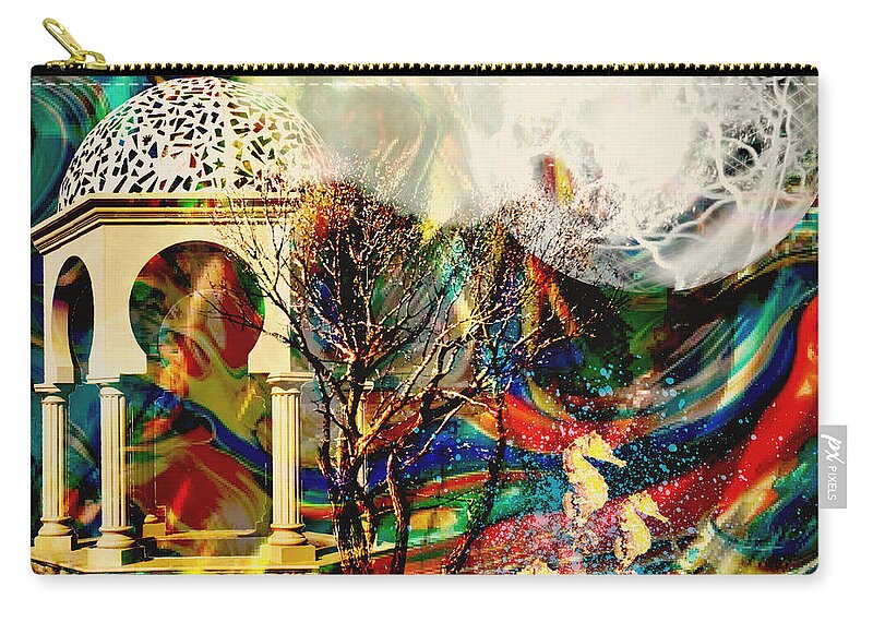 Park Zip Pouch featuring the mixed media A Day in the Park by Ally White