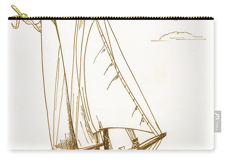 Aj Meerwald Zip Pouch featuring the drawing A Day On The Bay by Nancy Patterson