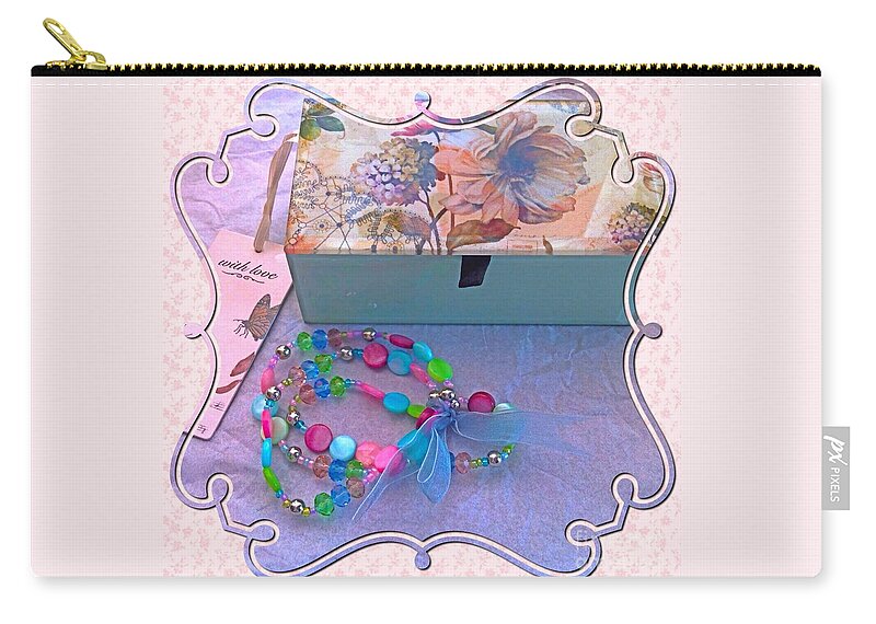 Jewel Box Zip Pouch featuring the photograph A Gift With Love by Joan-Violet Stretch