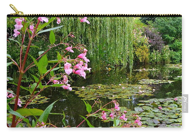Pond Zip Pouch featuring the photograph A Glimpse of Monet's Pond at Giverny by Carla Parris
