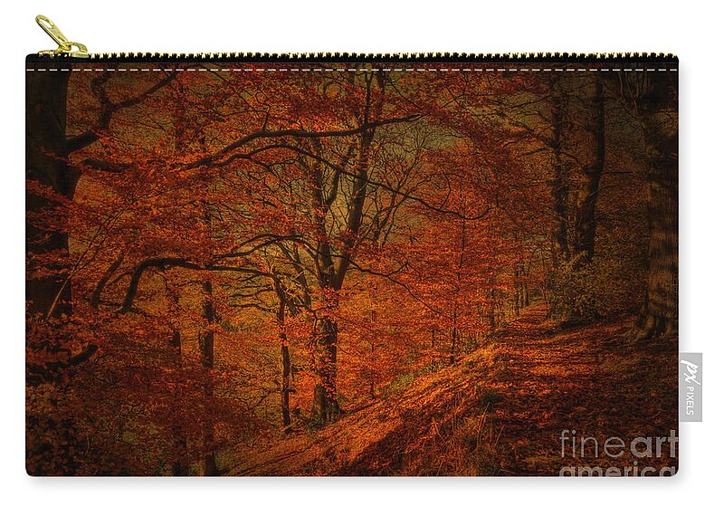 Woodland Zip Pouch featuring the photograph A Golden day by David Birchall
