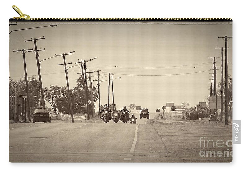 Motorcycles Zip Pouch featuring the photograph A Grand Entrance by Linda Lees