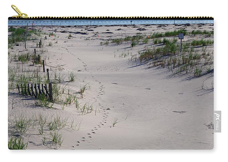 Trail Zip Pouch featuring the photograph A Gull's Walk to the Ocean by Greg Graham
