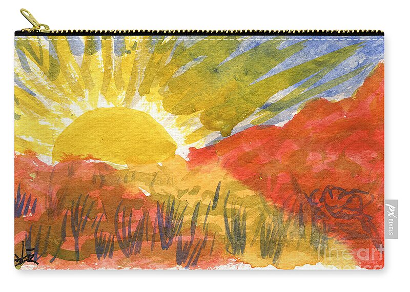 Watercolor Sunshine Zip Pouch featuring the painting A Little Better Every Day by Victor Vosen