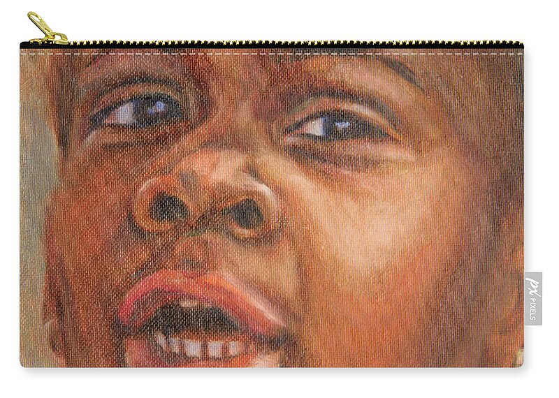 New Yorker Zip Pouch featuring the painting A Little New Yorker by Xueling Zou