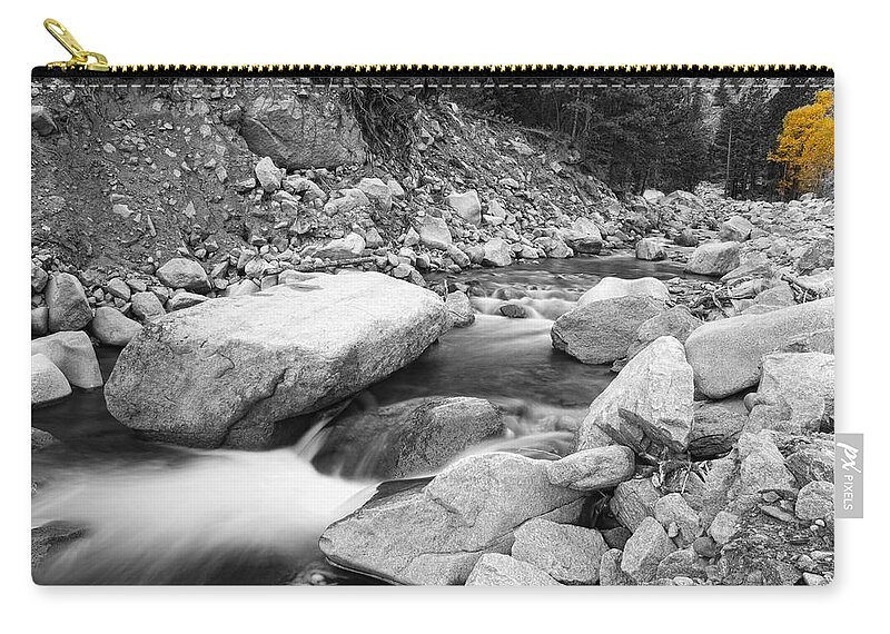 Peaceful Zip Pouch featuring the photograph A Long South St Vrain Canyon Autumn View BWSC by James BO Insogna
