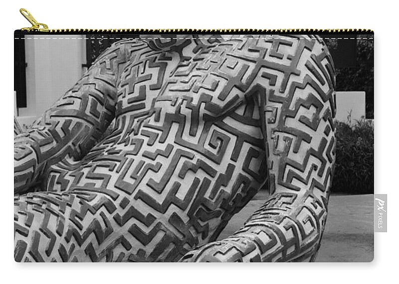 Maze Zip Pouch featuring the photograph A Maze Ing Man 5 Black And White by Rob Hans