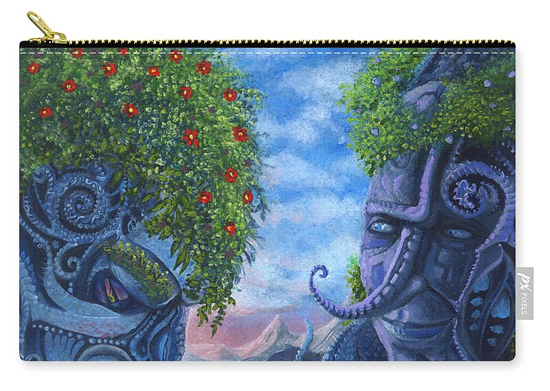 Surreal Zip Pouch featuring the painting Liars in Paradise by Mark Cooper