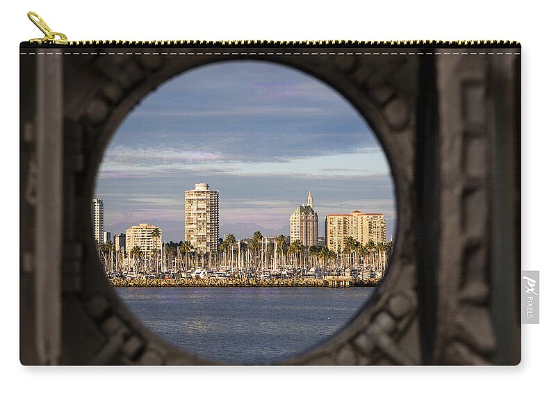 Queen Mary Zip Pouch featuring the photograph A Peak From The Queen Photography By Denise Dube by Denise Dube
