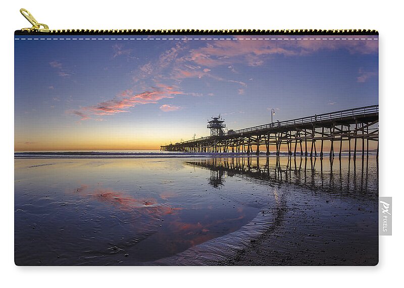 San Clemente Zip Pouch featuring the photograph A Pink Low Tide by Sean Foster