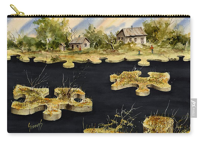 Puzzle Zip Pouch featuring the painting A Puzzling Development by Sam Sidders