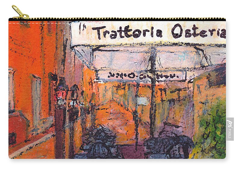 Painting Zip Pouch featuring the painting A Quiet Spot Bologna Italy by Jackie Sherwood