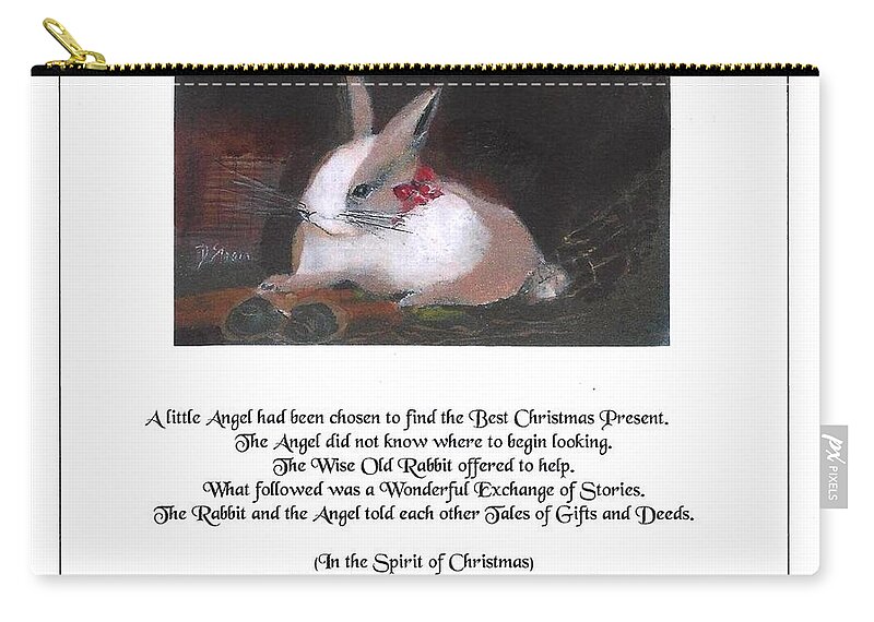 Fine Art America.com Zip Pouch featuring the painting A Rabbit and an Angel Christmas Story by Diane Strain
