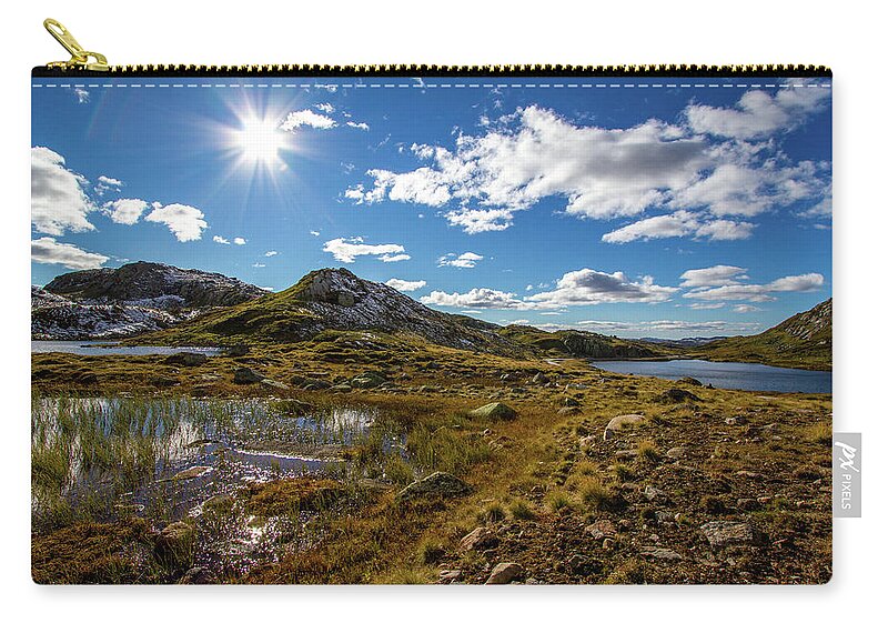 Scenics Zip Pouch featuring the photograph A Shiny Autumn Day In The Mountains by Baac3nes