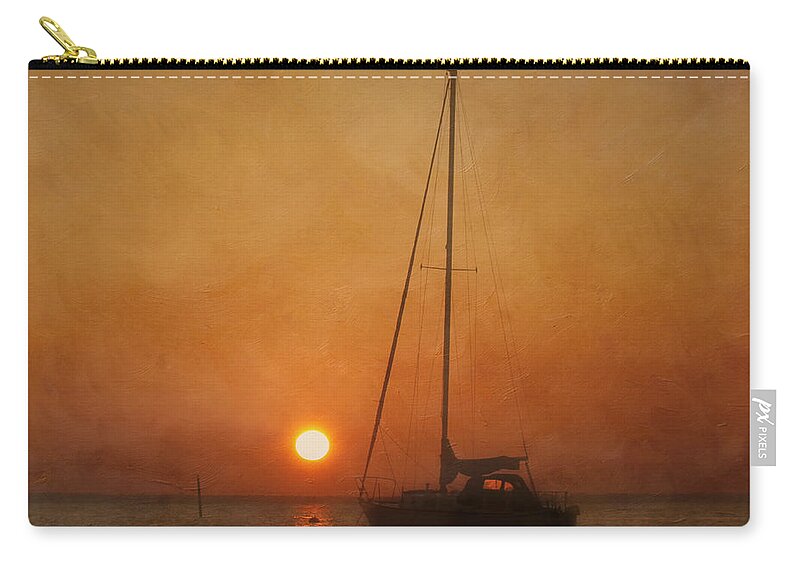 Sunset Zip Pouch featuring the photograph A Ship in the Night by Kim Hojnacki