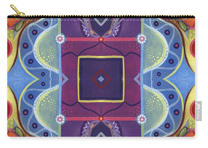 Abstract Zip Pouch featuring the painting A Square Mandala - The Joy of Design Xl Arrangement by Helena Tiainen