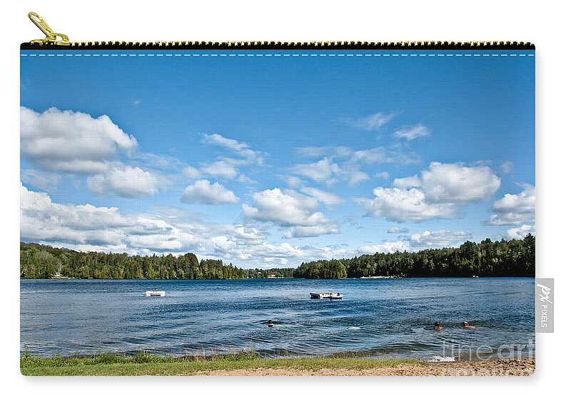 Beach Zip Pouch featuring the photograph A Swim in the Lake by Cheryl Baxter