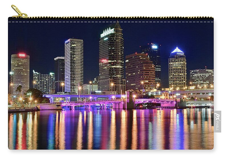 Tampa Zip Pouch featuring the photograph A Tampa Bay Night by Frozen in Time Fine Art Photography