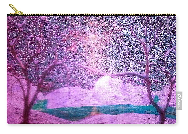 Snowscene Zip Pouch featuring the painting A Touch Of Love by Stefan Duncan