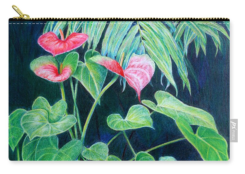 Flora Zip Pouch featuring the painting A Touch of Red by Mariarosa Rockefeller