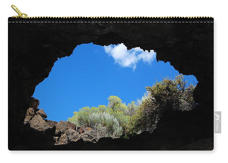 Lava Beds National Monument Zip Pouch featuring the photograph A Touch Of Sky by Debra Thompson