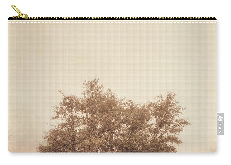 Tree Zip Pouch featuring the photograph A Tree in the Fog by Scott Norris