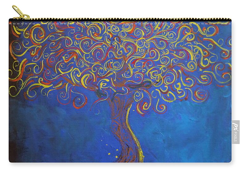 Fantasy Zip Pouch featuring the painting A Tree Of Orbs Glows by Stefan Duncan