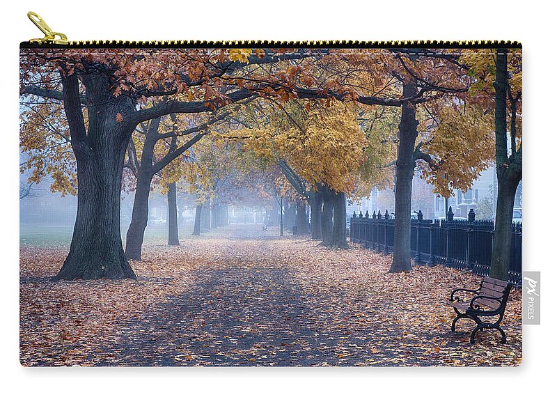Salem Zip Pouch featuring the photograph A walk in Salem fog by Jeff Folger