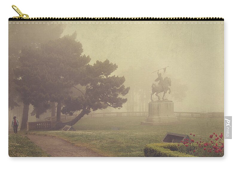 Fog Zip Pouch featuring the photograph A Walk in the Fog by Laurie Search