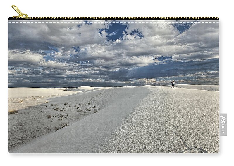White Sands Zip Pouch featuring the photograph A Walk on the Dunes by Diana Powell